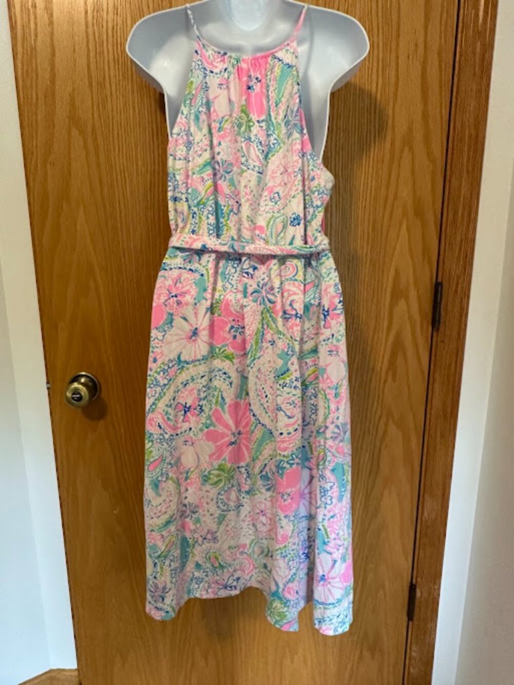 Lilly Pulitzer Mabry Paisley Print Cotton Maxi Dress with Tie Waist -Size Large - Picture 3 of 8